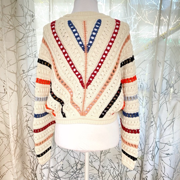 BA&SH COLORFUL STRIPE OPEN KNIT ECRU PULL GARDY SWEATER - Picture 5 of 14